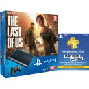 PS3: New Sony PlayStation 3 Slim Console (500 GB) - Black - Includes Last Of Us, PlayStation Plus Card 90 Day Subscription Image 1