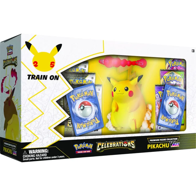 Pokémon TCG: Celebrations Premium Figure Collection 25th Anniversary - Pikachu VMAX & T-Shirt Bundle