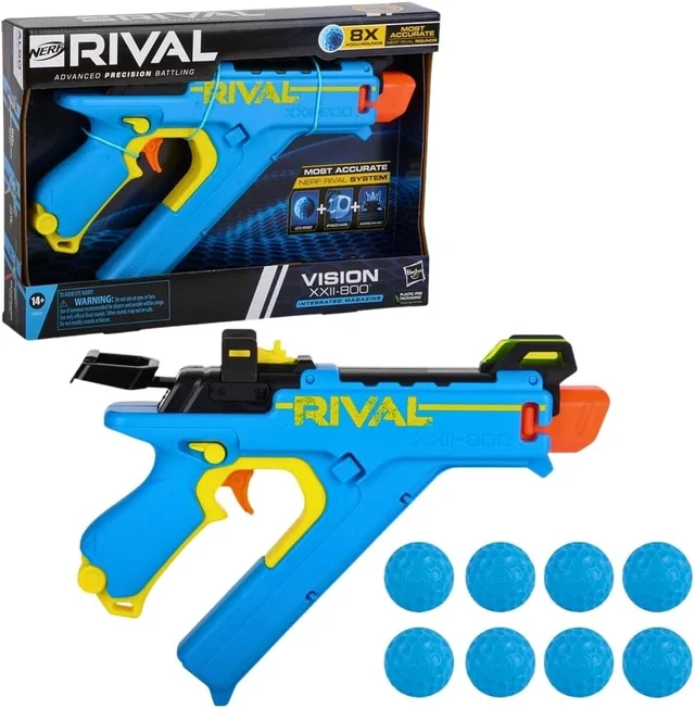 Nerf Rival Vision XXII-800 Blaster, Most Accurate Nerf Rival System, Adjustable Sight, 8 Nerf Rival Accu-Rounds