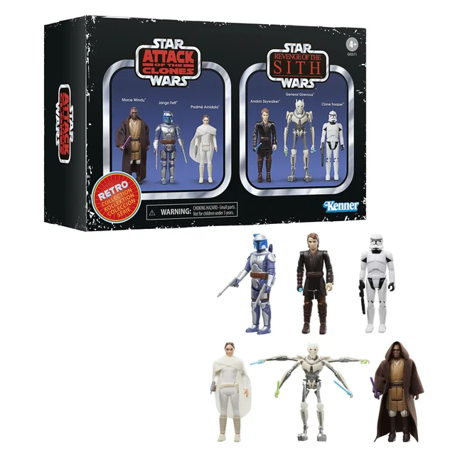 Star Wars Retro Collection Star Wars Episode II & Episode III Multipack, 3.75 Inch Collectible Action Figure 6-Pack